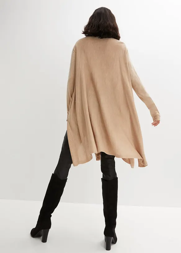 Long-Pullover aus Viskose-Mix in beige von hinten (im Anschnitt) - bonprix
