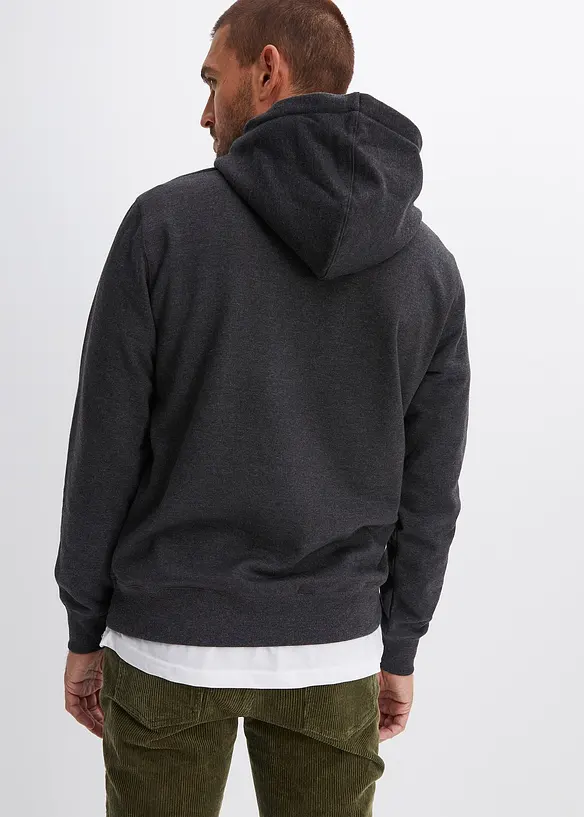 Hoodie mit Lederimitat-Details in schwarz von hinten (im Anschnitt) - bonprix