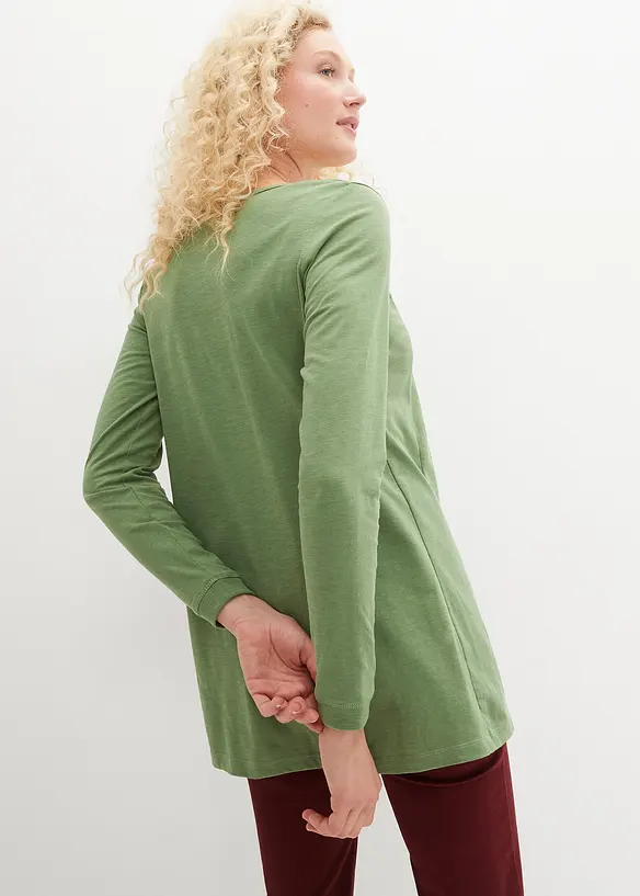 Longshirt aus reiner Baumwolle in grün von hinten (im Anschnitt) - bonprix