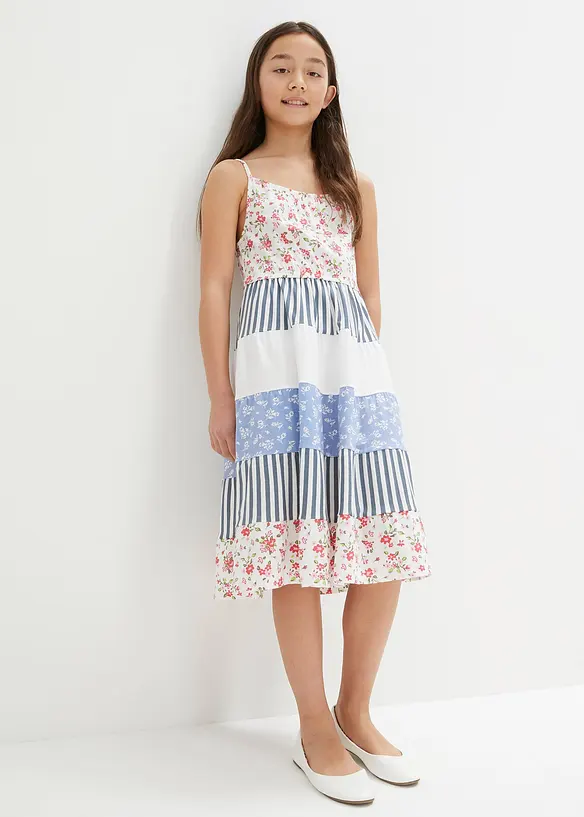Jerseykleid aus reiner Bio-Baumwolle in weiß von vorne (Totalaufnahme) - bonprix