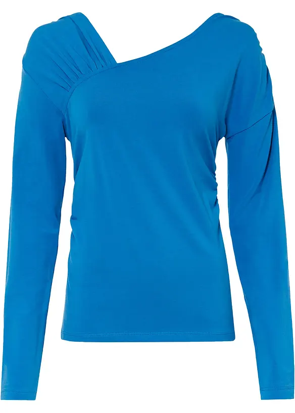 Asymmetrisches Langarmshirt in blau von vorne - RAINBOW