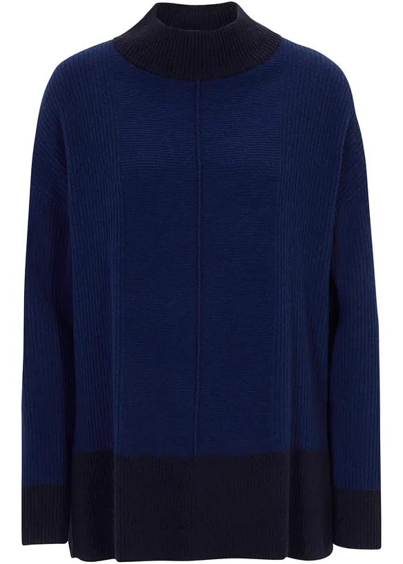 Wollpullover mit Good Cashmere Standard®-Anteil in blau von vorne - bonprix PREMIUM