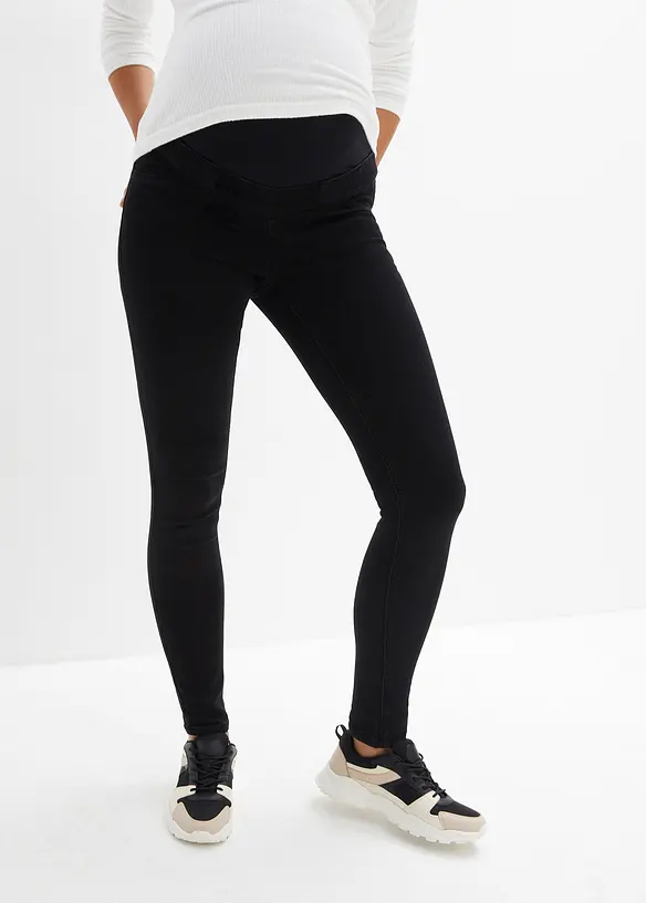 Wärmende Umstandsjeggings mit leicht angerauter Innenseite in schwarz von vorne - bonprix