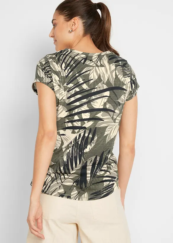 Baumwoll-Shirt, bedruckt, Mini-Arm in grün von hinten (im Anschnitt) - bonprix Baumwoll-Shirt, bedruckt, Mini-Arm in grün von hinten (im Anschnitt) - bonprix