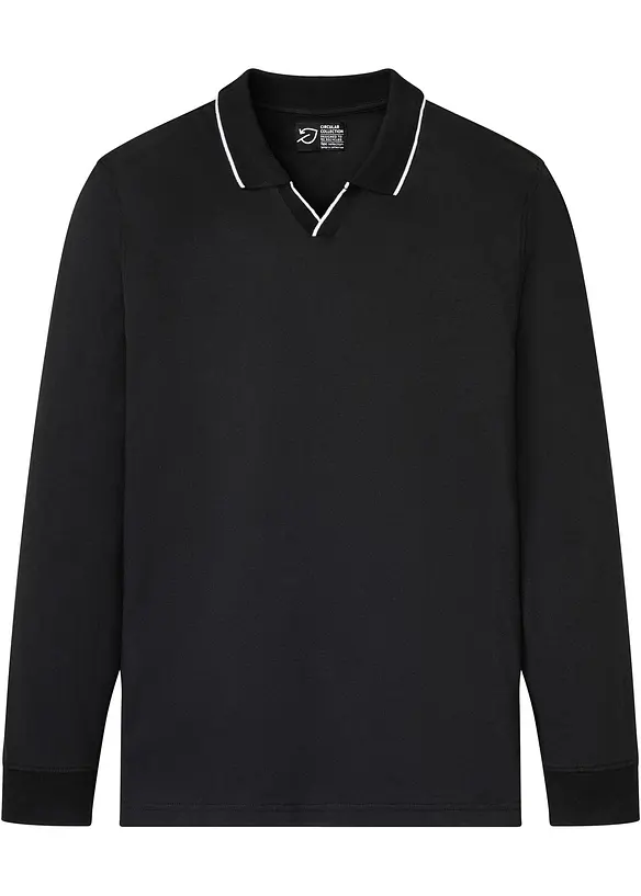 Poloshirt aus reiner Bio-Baumwolle in schwarz von vorne - bonprix