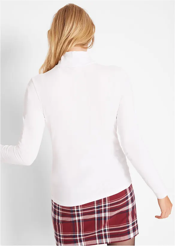 Langarmshirt mit  reiner Bio-Baumwolle in weiß von hinten (im Anschnitt) - bonprix