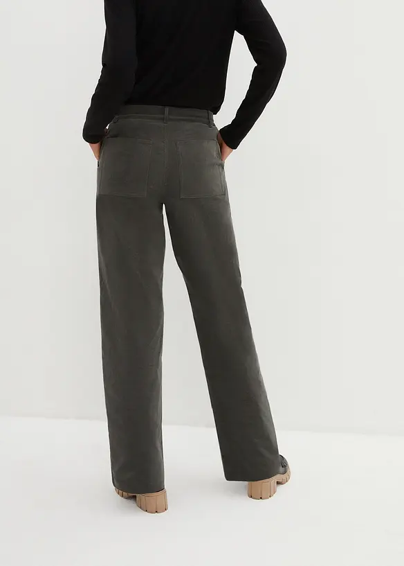 Cordhose aus elastischem Baumwoll-Mix in grau von hinten - bonprix