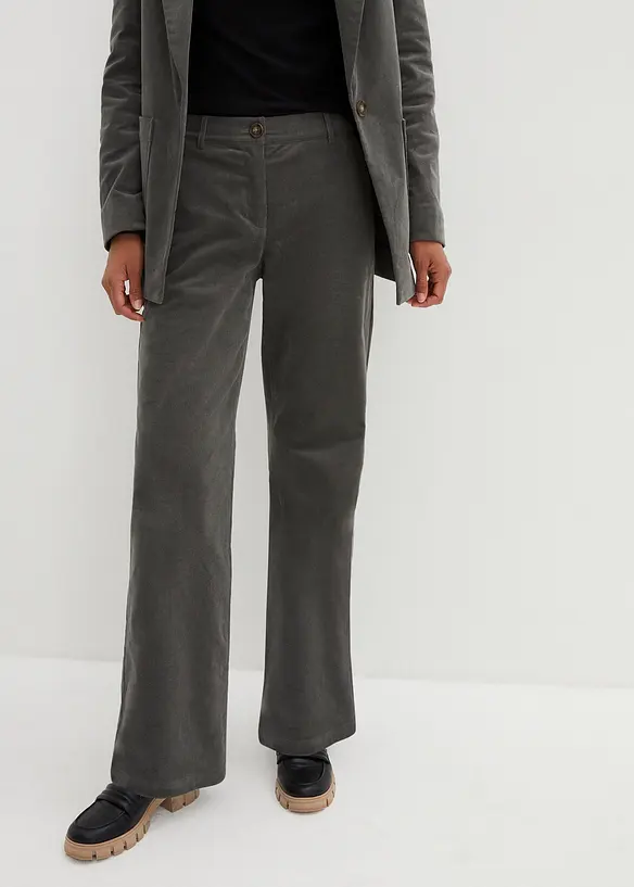 Cordhose aus elastischem Baumwoll-Mix in grau von vorne - bonprix