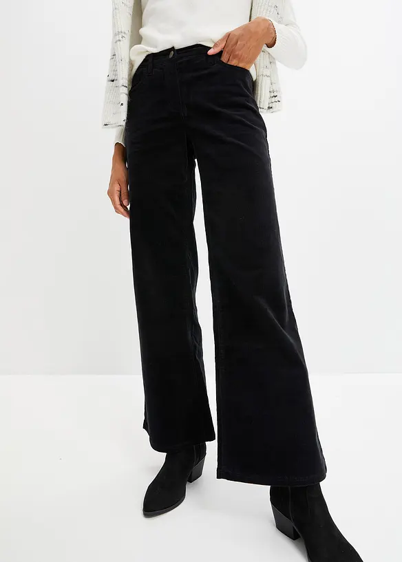 Cordhose im Marlene-Stil in schwarz von vorne - bonprix