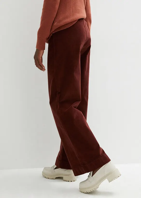 High-Waist-Cordhose aus Baumwoll-Mix in braun von hinten - bonprix
