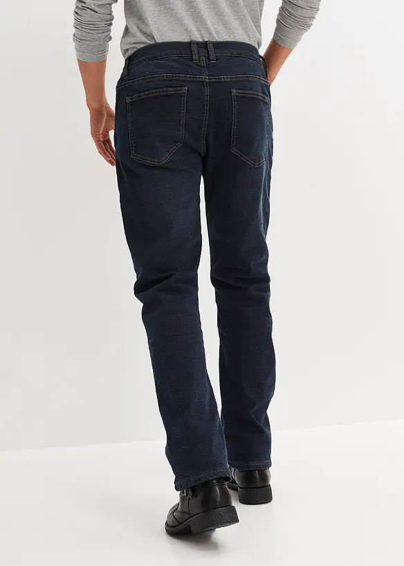 Thermo Relaxed Fit Jeans mit Dehnbund, Straight in blau von hinten - bonprix