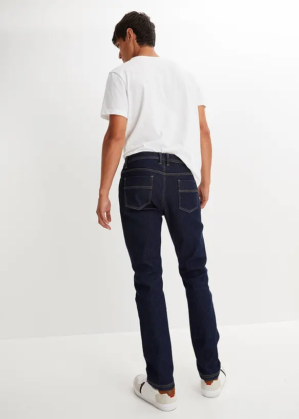 Thermo Regular-Fit-Jeans mit wärmender Innenseite, Straight in blau von hinten - bonprix