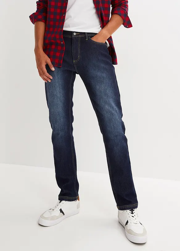 Thermo Regular-Fit-Jeans mit wärmender Innenseite, Straight in blau von vorne - bonprix