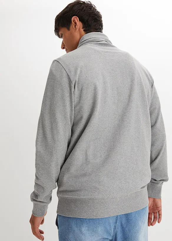 Schalkragen-Sweatshirt mit Lederimitat Details in grau von hinten (im Anschnitt) - bonprix