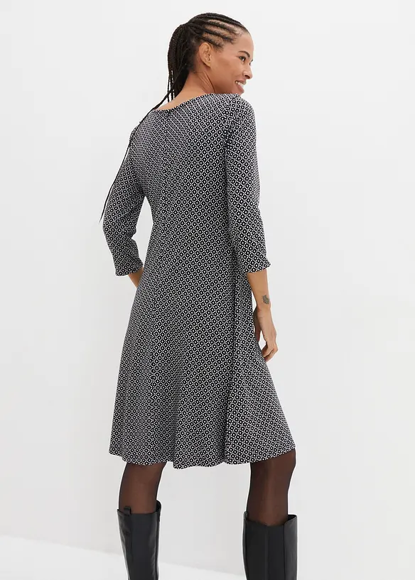 Punto di Roma-Kleid mit Jaquardmuster aus Viskose-Mix in schwarz von hinten (Totalaufnahme) - bonprix Punto di Roma-Kleid mit Jaquardmuster aus Viskose-Mix in schwarz von hinten (Totalaufnahme) - bonprix