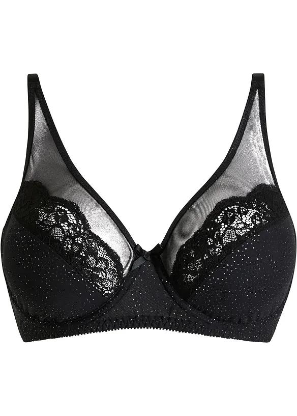 Minimizer BH mit Bügel mit Glitzermesh in schwarz von vorne - bonprix