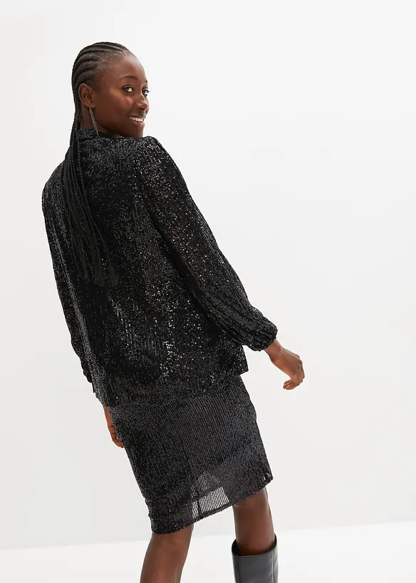 Paillettenblazer in schwarz von hinten (im Anschnitt) - bonprix