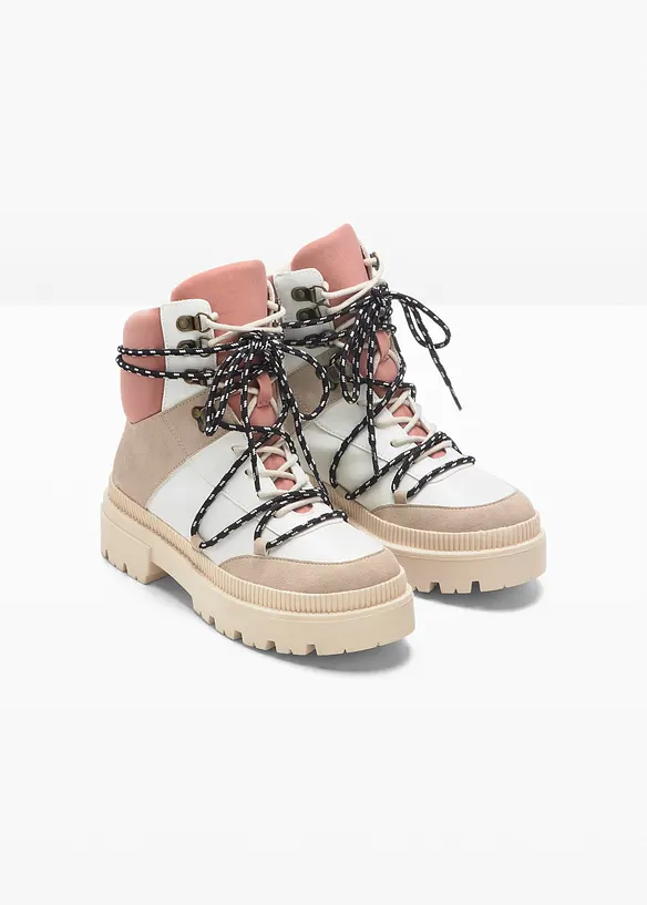 Gefütterte Schnürboots in beige - bonprix
