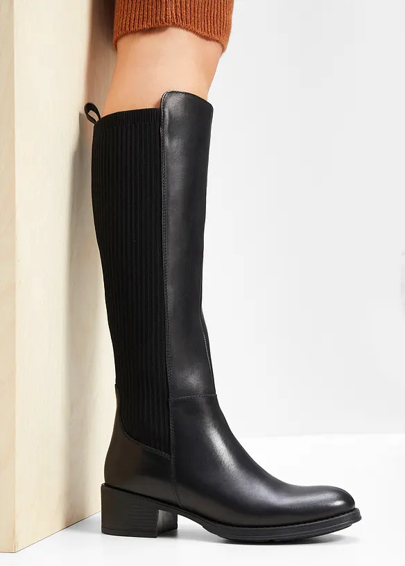 Stiefel aus Leder in schwarz - bonprix