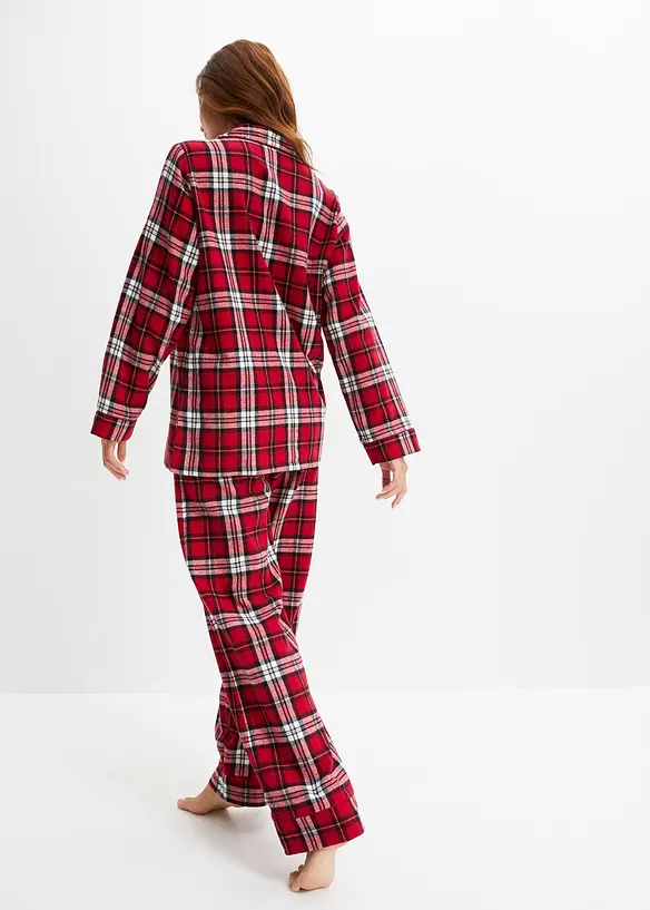Gewebter Pyjama aus Flanell in rot von hinten (Totalaufnahme) - bonprix