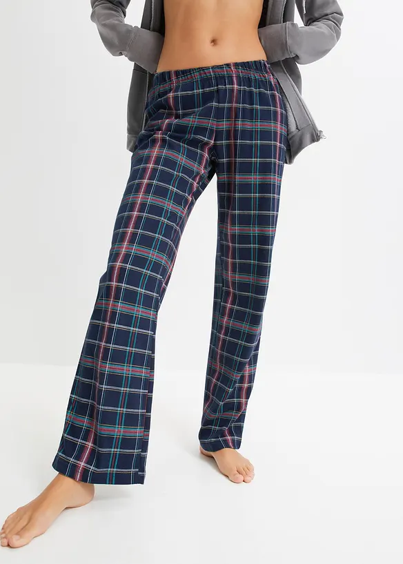 Pyjamahose aus reiner Baumwolle (3er Pack) in blau von vorne - bonprix Pyjamahose aus reiner Baumwolle (3er Pack) in blau von vorne - bonprix