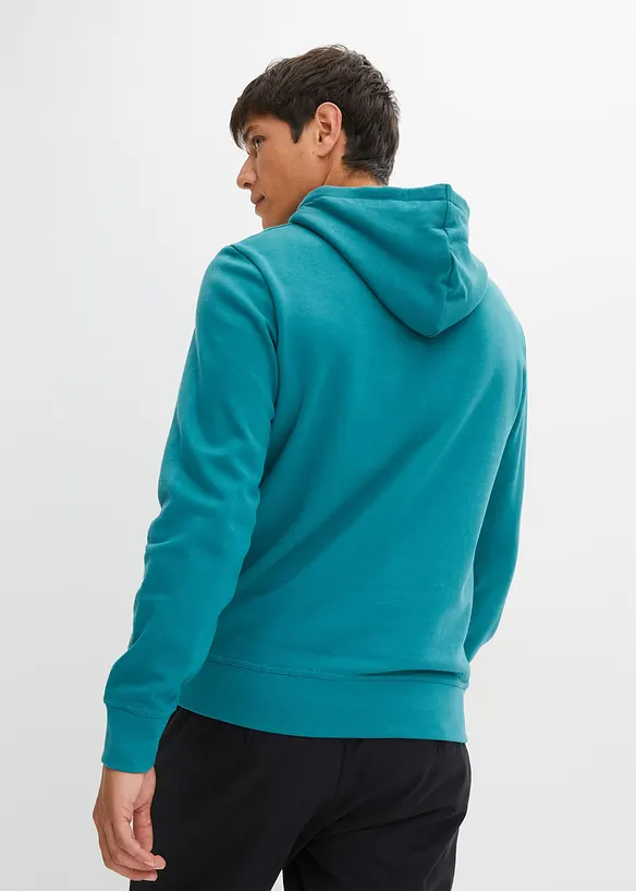 Hoodie aus reiner Baumwolle in petrol von hinten (im Anschnitt) - bonprix