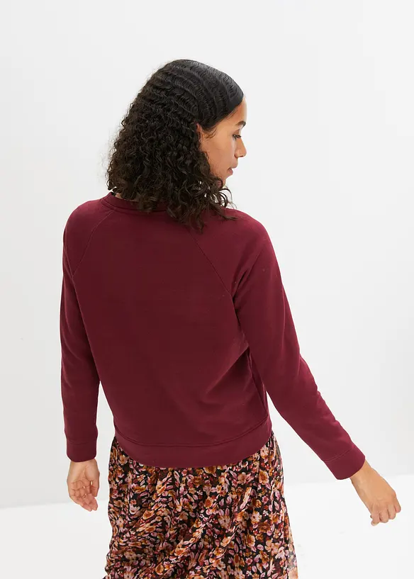 Basic Sweatshirt in rot von hinten (im Anschnitt) - bonprix