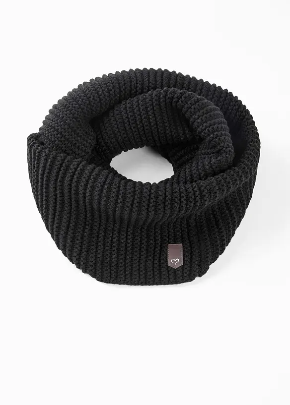 gestrickter Loop Schal in schwarz von vorne - bonprix