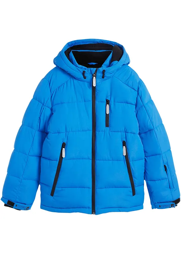 warm gefütterte Winter-Steppjacke mit Kapuze in blau von vorne - bonprix