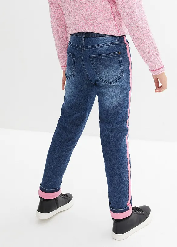 Thermojeans mit Jerseyfutter Mid Waist in blau von hinten - bonprix