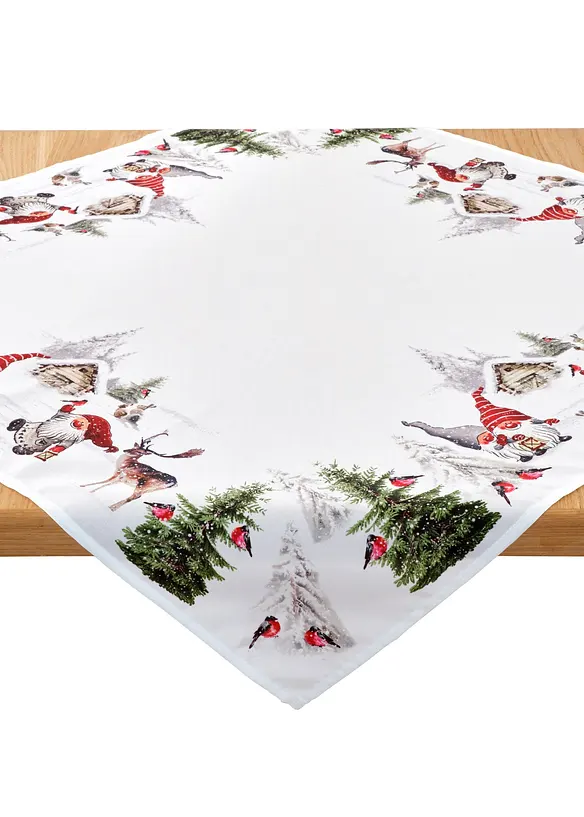 Tischdecke mit Weihnachtsmotiven in weiß - bonprix