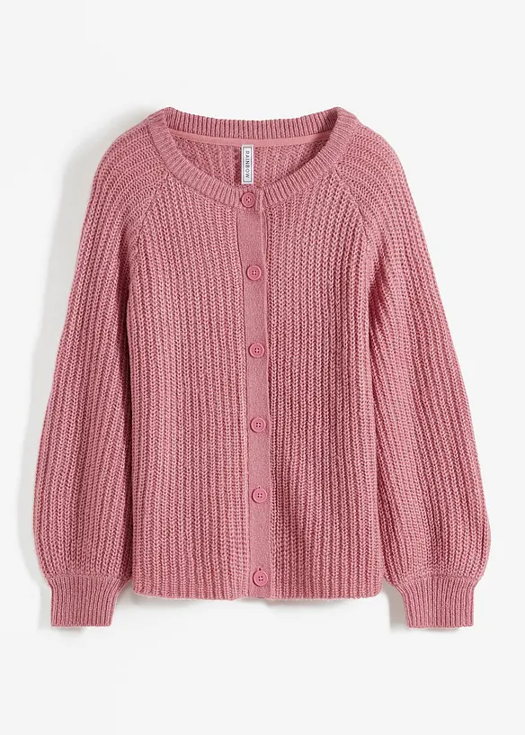 Grobstrickjacke mit Raglanärmeln in rosa von vorne - bonprix