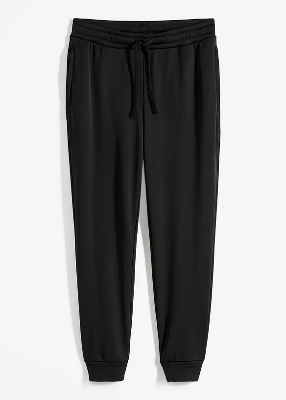 Thermo-Jogginghose mit Reißverschlusstaschen in schwarz von vorne - bonprix