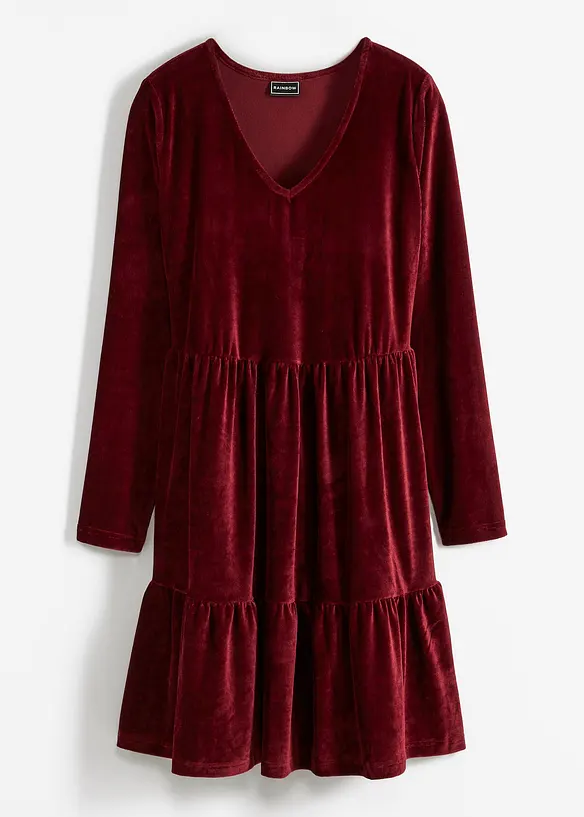 Minikleid aus Jersey Cord in rot von vorne - bonprix Minikleid aus Jersey Cord in rot von vorne - bonprix