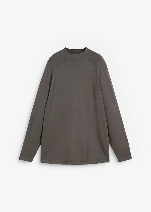 Pullover mit Stehkragen in grau von vorne - bpc bonprix collection