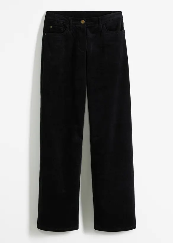 Cordhose im Marlene-Stil in schwarz von vorne - bonprix