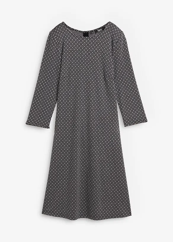 Punto di Roma-Kleid mit Jaquardmuster aus Viskose-Mix in schwarz von vorne - bonprix Punto di Roma-Kleid mit Jaquardmuster aus Viskose-Mix in schwarz von vorne - bonprix
