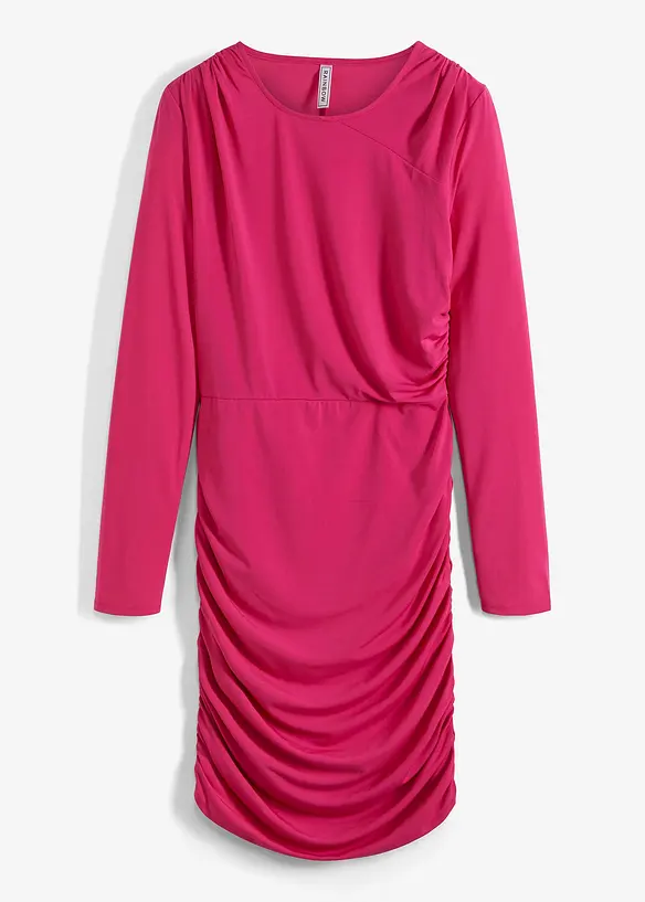Kleid mit Raffungen in pink von vorne - RAINBOW