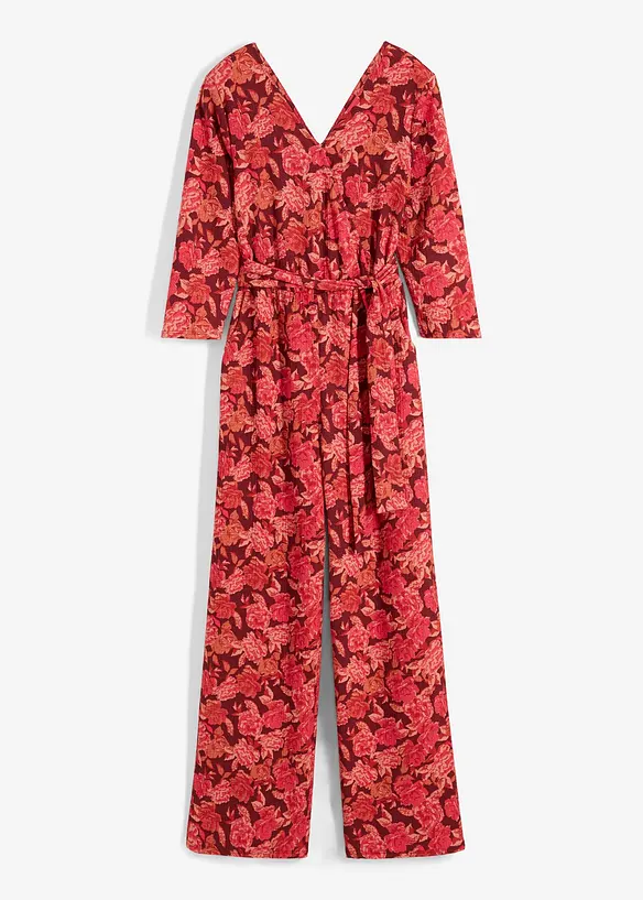 Jumpsuit mit Bindeband in rot von vorne - RAINBOW