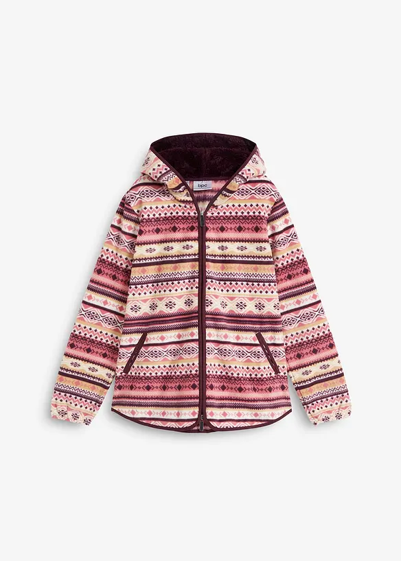 Kapuzen-Fleecejacke mit Norweger-Muster in weiß von vorne - bonprix Kapuzen-Fleecejacke mit Norweger-Muster in weiß von vorne - bonprix