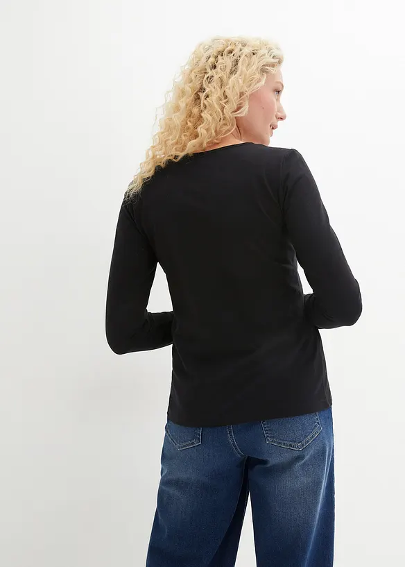 Langarmshirt (2er Pack) in schwarz von hinten (im Anschnitt) - bonprix Langarmshirt (2er Pack) in schwarz von hinten (im Anschnitt) - bonprix