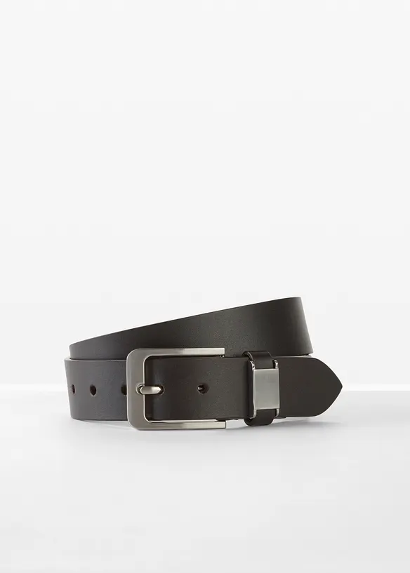 Ledergürtel mit Metalldetails in braun - bonprix