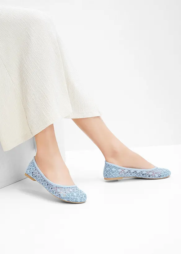 Ballerinas mit Spitze in blau - bonprix