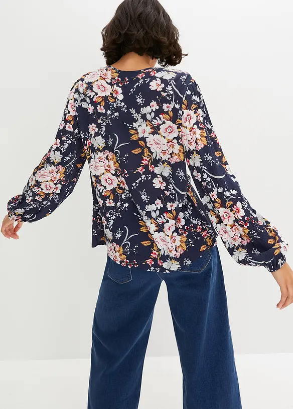 Bluse aus fließender Viskose in blau von hinten (im Anschnitt) - bonprix Bluse aus fließender Viskose in blau von hinten (im Anschnitt) - bonprix