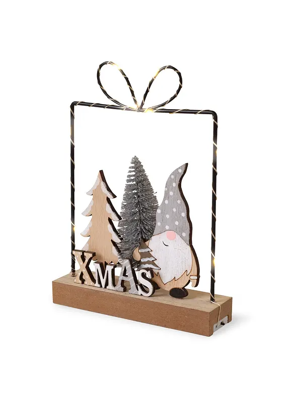 LED-Deko-Objekt Wichtel mit Tanne in beige (Ambiente) - bonprix