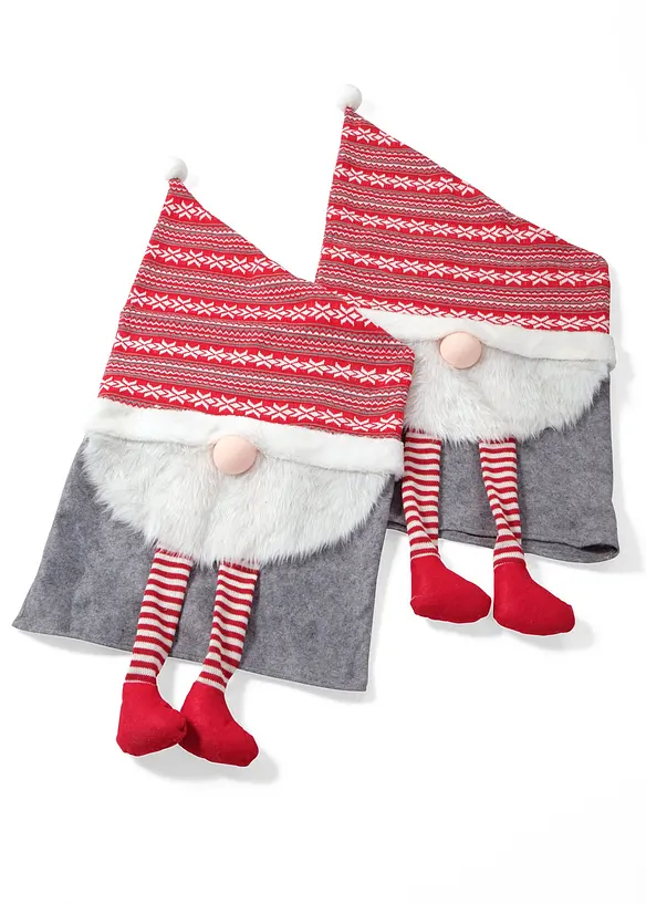 Stuhlhusse mit Wichtel (2er Pack) in rot (Detailaufnahme) - bonprix