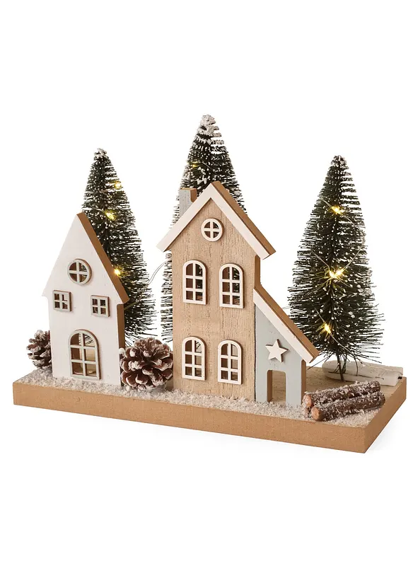 LED-Deko-Objekt Häuser und Tannen in beige (Detailaufnahme) - bonprix
