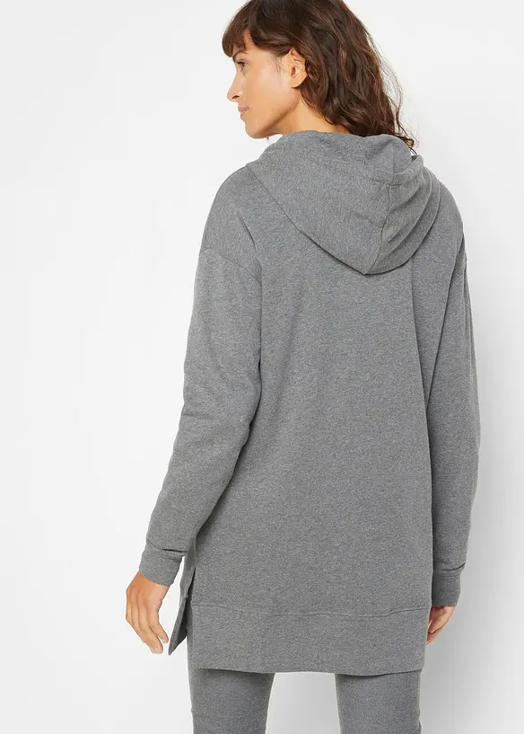 Long-Sweatshirt mit Baumwolle in grau von hinten (im Anschnitt) - bonprix Long-Sweatshirt mit Baumwolle in grau von hinten (im Anschnitt) - bonprix
