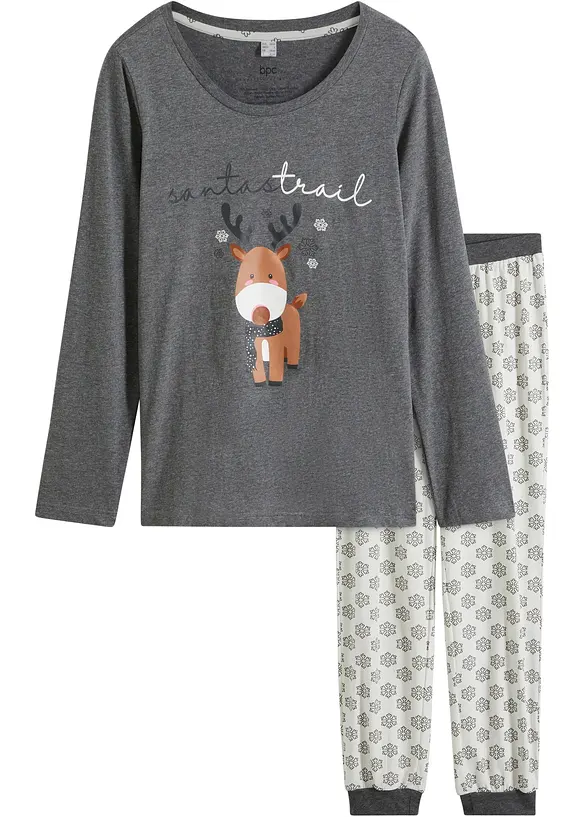 Pyjama aus weicher Baumwolle in weiß von vorne - bonprix