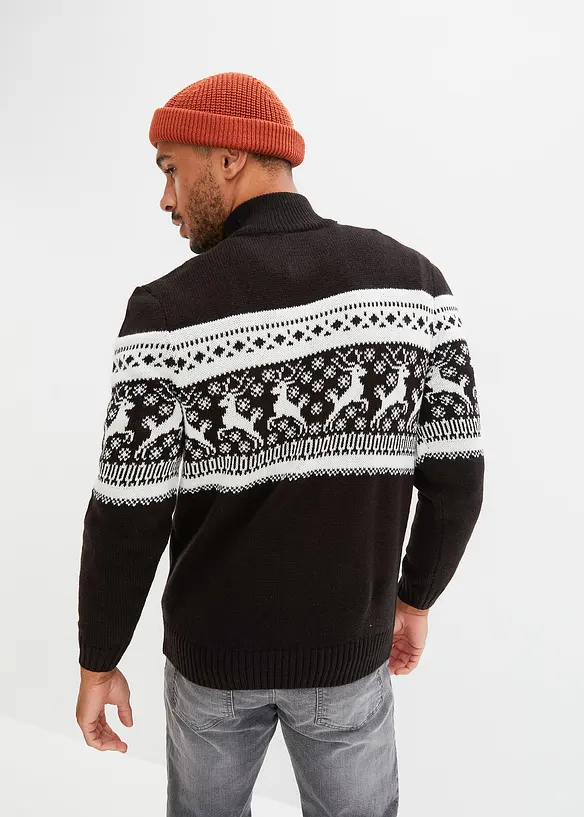 Norweger-Pullover in Regular Fit in schwarz von hinten (im Anschnitt) - bonprix